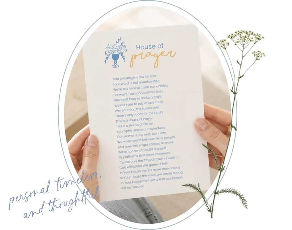 Custom wedding lyrics sheet with elegant floral design